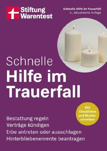 Buchcover und Innenansicht für das Buch: Schnelle Hilfe im Trauerfall