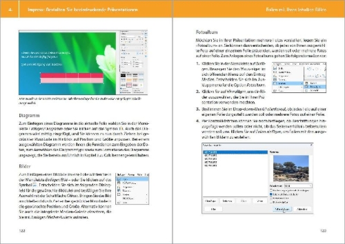Buchcover und Innenansicht für das Buch: LibreOffice - Praxiswissen - Das Handbuch zur Software für Ein- und Umsteiger