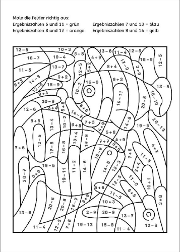 Buchcover und Innenansicht für das Buch: LERNSTERN. Mein Mathe-Malblock. Rechnen bis 20