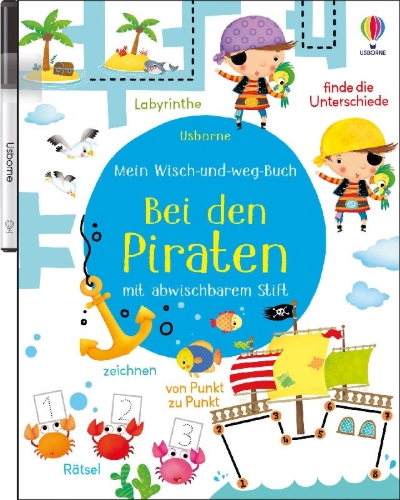 Buchcover und Innenansicht für das Buch: Mein Wisch-und-weg-Buch: Bei den Piraten