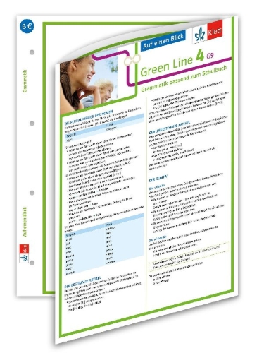 Buchcover und Innenansicht für das Buch: Green Line 4. Auf einen Blick. G9 Klasse 8. Grammatik passend zum Schulbuch - Klappkarte (6 Seiten)
