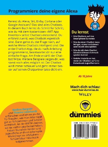 Buchcover und Innenansicht für das Buch: Eigene Chatbots programmieren für Dummies Junior