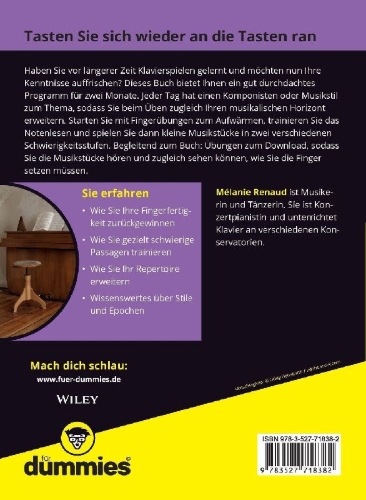 Buchcover und Innenansicht für das Buch: Klavier für Wiedereinsteiger für Dummies