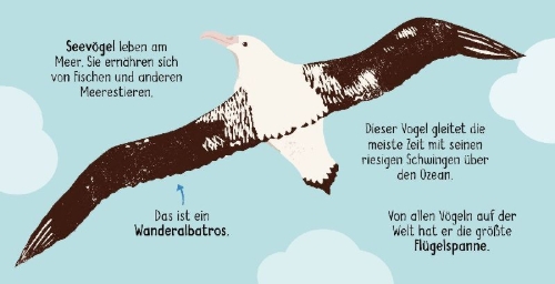 Buchcover und Innenansicht für das Buch: 50 Wörter über die Natur - Vögel