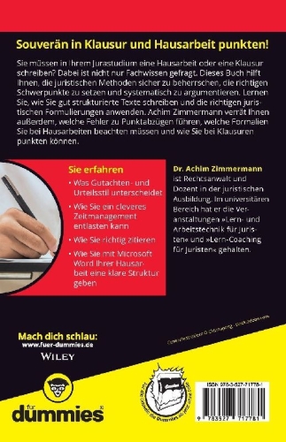 Buchcover und Innenansicht für das Buch: Juristische Klausuren und Hausarbeiten für Dummies