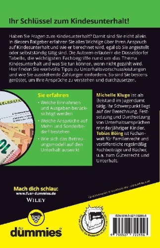 Buchcover und Innenansicht für das Buch: Kindesunterhalt für Dummies