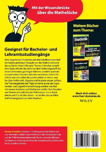 Buchcover und Innenansicht für das Buch: Brückenkurs Mathematik für Wirtschaftswissenschaftler für Dummies