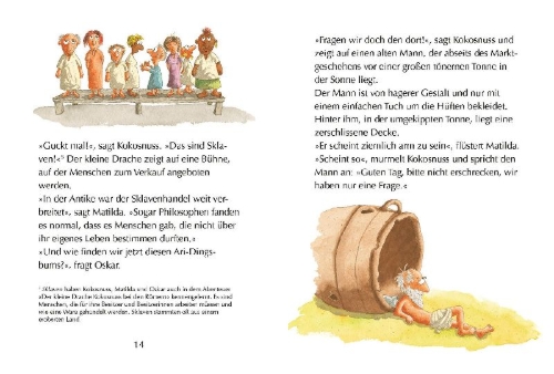 Buchcover und Innenansicht für das Buch: Der kleine Drache Kokosnuss bei den alten Griechen
