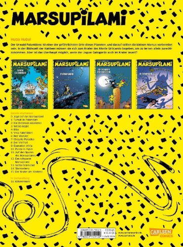 Buchcover und Innenansicht für das Buch: Marsupilami 4 - Le pollen du Monte Urticando