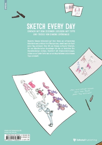 Buchcover und Innenansicht für das Buch: Sketch every day