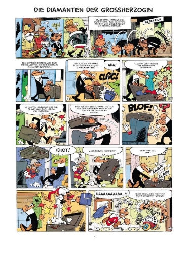 Buchcover und Innenansicht für das Buch: Mortadelo y Filemon: Los diamantes de la gran duquesa