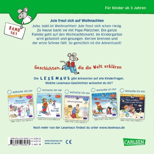 Buchcover und Innenansicht für das Buch: LESEMAUS 161: Jule freut sich auf Weihnachten