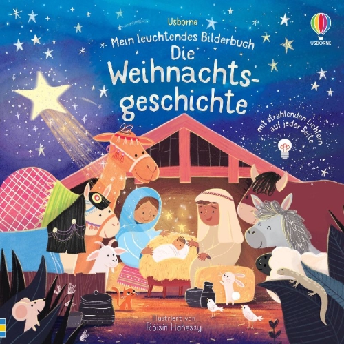 Buchcover und Innenansicht für das Buch: Mein leuchtendes Bilderbuch: Die Weihnachtsgeschichte