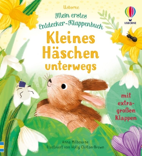 Buchcover und Innenansicht für das Buch: Mein erstes Entdecker-Klappenbuch: Kleines Häschen unterwegs