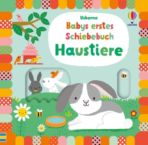 Buchcover und Innenansicht für das Buch: Babys erstes Schiebebuch: Haustiere