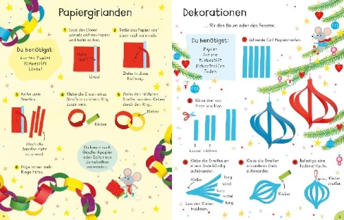 Buchcover und Innenansicht für das Buch: Basteln, Rätseln, Dekorieren - Beschäftigungsspaß für die Winterzeit