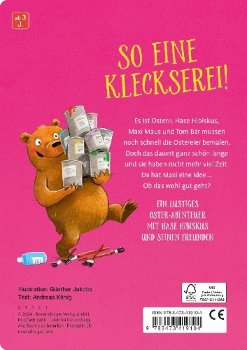 Buchcover und Innenansicht für das Buch: Hase Hibiskus und die Oster-Kleckserei