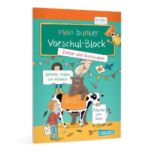 Buchcover und Innenansicht für das Buch: Schlau für die Schule: Mein bunter Vorschul-Block