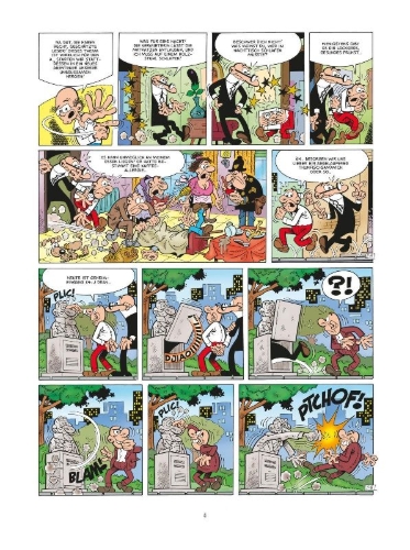 Buchcover und Innenansicht für das Buch: Mortadelo y Filemon: Miseria la bacteria