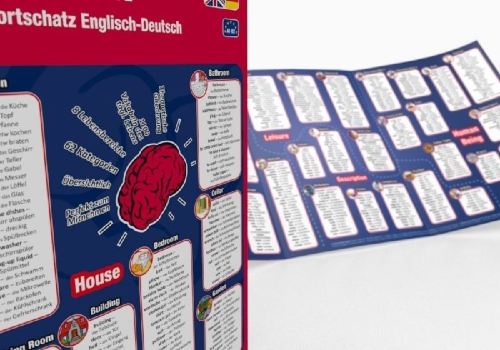 Buchcover und Innenansicht für das Buch: mindmemo Lernfolder - Vokabeln - Grundwortschatz Englisch / Deutsch - 1100 Vokabeln - Lernhilfe - Zusammenfassung
