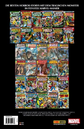 Buchcover und Innenansicht für das Buch: Frankenstein (1973) 1-18; Gigant-Size Werewolf (1974) 2; Marvel Team-Up (1972) 36-37; Iron Man (1968) 101-102; Material aus Monsters Unleashed (1973)2, 4-10; Legion of Monsters (1975) 1