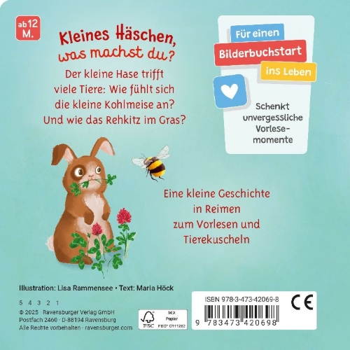 Buchcover und Innenansicht für das Buch: Mein liebstes Vorlese-Fühlbuch - Der kleine Hase