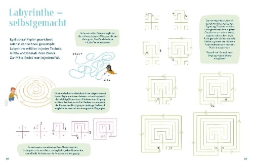 Buchcover und Innenansicht für das Buch: Das Buch der Labyrinthe und Irrgärten