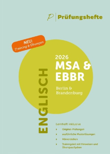 Buchcover und Innenansicht für das Buch: Prüfungsheft & Training - 2026 Englisch MSA und eBBR - Berlin und Brandenburg - Original-Prüfungen und Lösungen