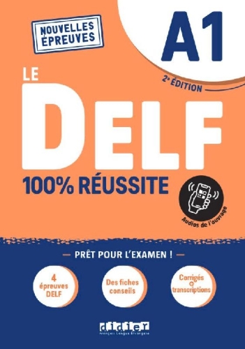 Buchcover und Innenansicht für das Buch: Le DELF 100% réussite  A1. Buch mit didierfle.app