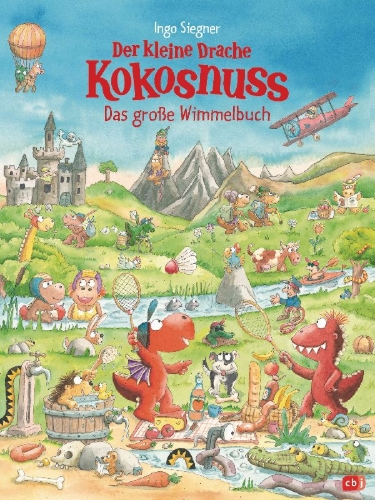 Buchcover und Innenansicht für das Buch: Der kleine Drache Kokosnuss - Das große Wimmelbuch