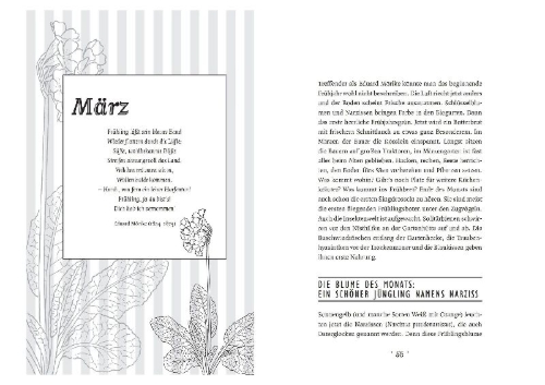 Buchcover und Innenansicht für das Buch: Wunderwelt Biogarten. Glücklich und nachhaltig gärtnern - Monat für Monat