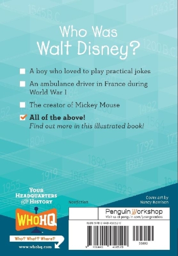 Buchcover und Innenansicht für das Buch: Who Was Walt Disney?