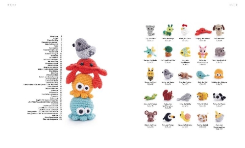 Buchcover und Innenansicht für das Buch: Mini Amigurumi Made Easy