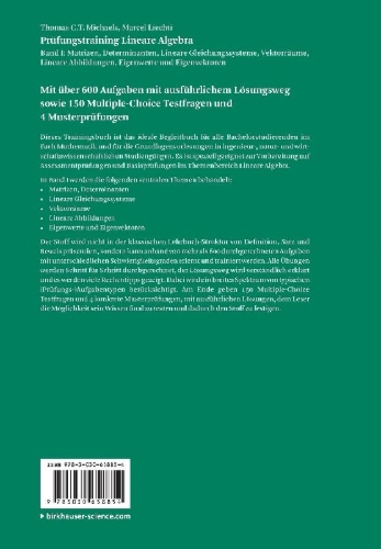 Buchcover und Innenansicht für das Buch: Prüfungstraining Lineare Algebra