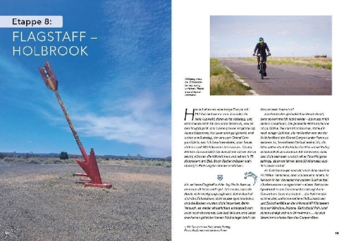 Buchcover und Innenansicht für das Buch: Mit dem Fahrrad auf der Route 66