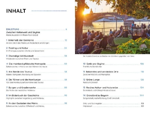Buchcover und Innenansicht für das Buch: Wochenend und Wohnmobil - Kleine Auszeiten im Rhein-Main-Gebiet
