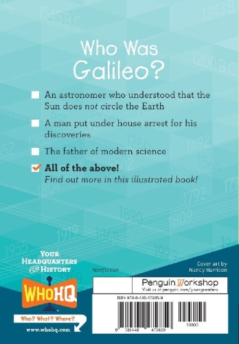 Buchcover und Innenansicht für das Buch: Who Was Galileo?