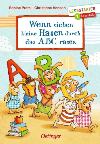Buchcover und Innenansicht für das Buch: Wenn sieben kleine Hasen durch das ABC rasen