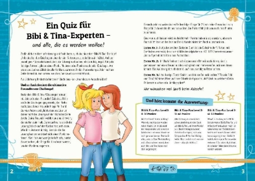 Buchcover und Innenansicht für das Buch: Bibi & Tina - Das Quiz für Fans