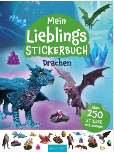 Buchcover und Innenansicht für das Buch: Mein Lieblings-Stickerbuch - Drachen