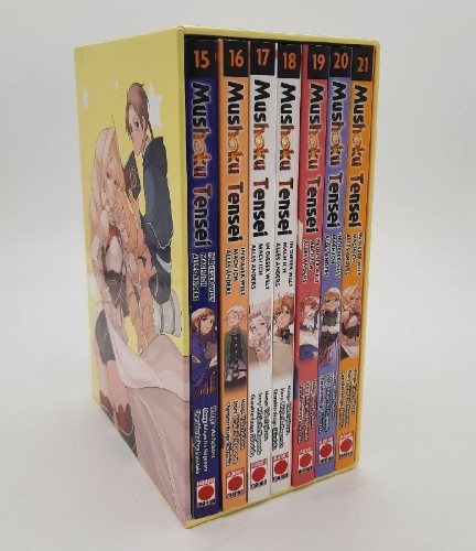 Buchcover und Innenansicht für das Buch: Mushoku Tensei - In dieser Welt mach ich alles anders - Schuber 3 (Band 15 bis 21)