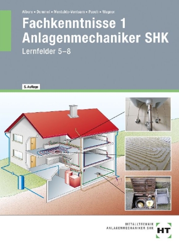 Buchcover und Innenansicht für das Buch: Fachkenntnisse 1 Anlagenmechaniker SHK