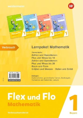 Buchcover und Innenansicht für das Buch: Flex und Flo. Lernpaket Mathematik 1 Verbrauchsmaterial. Für Bayern