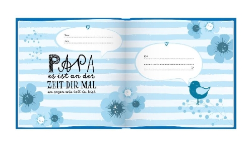 Buchcover und Innenansicht für das Buch: Das Erinnerungsbuch für den besten Papa der Welt. Ausfüllbuch zum Verschenken für den Papa zum Geburtstag, oder Vatertag. Liebevolle Geschenkidee für Papa von Tochter und Sohn. Geschenkbuch