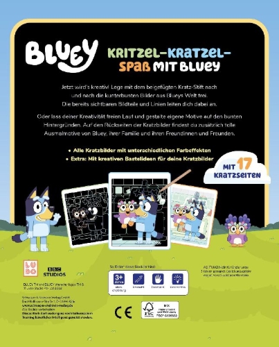 Buchcover und Innenansicht für das Buch: Bluey Mein Kritzel-Kratzel-Block