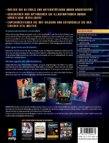Buchcover und Innenansicht für das Buch: Künstliche Intelligenz für Illustratoren und Kreative
