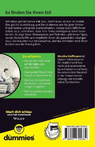 Buchcover und Innenansicht für das Buch: Besser schreiben für Dummies