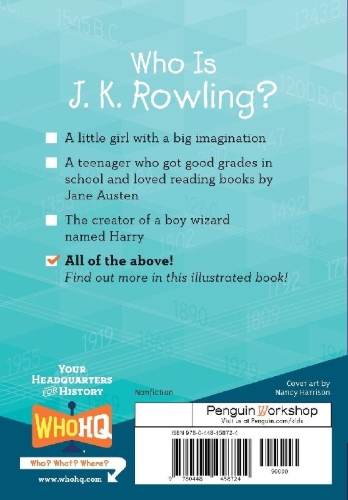 Buchcover und Innenansicht für das Buch: Who Is J.K. Rowling?
