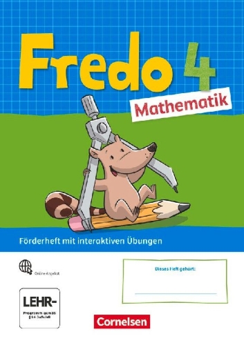 Buchcover und Innenansicht für das Buch: Fredo Mathematik 4. Schuljahr. Ausgabe A - Förderheft mit interaktiven Übungen online
