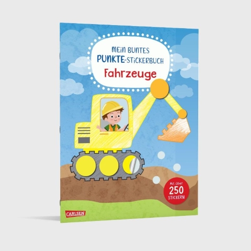 Buchcover und Innenansicht für das Buch: Mein buntes Punkte-Stickerbuch: Fahrzeuge